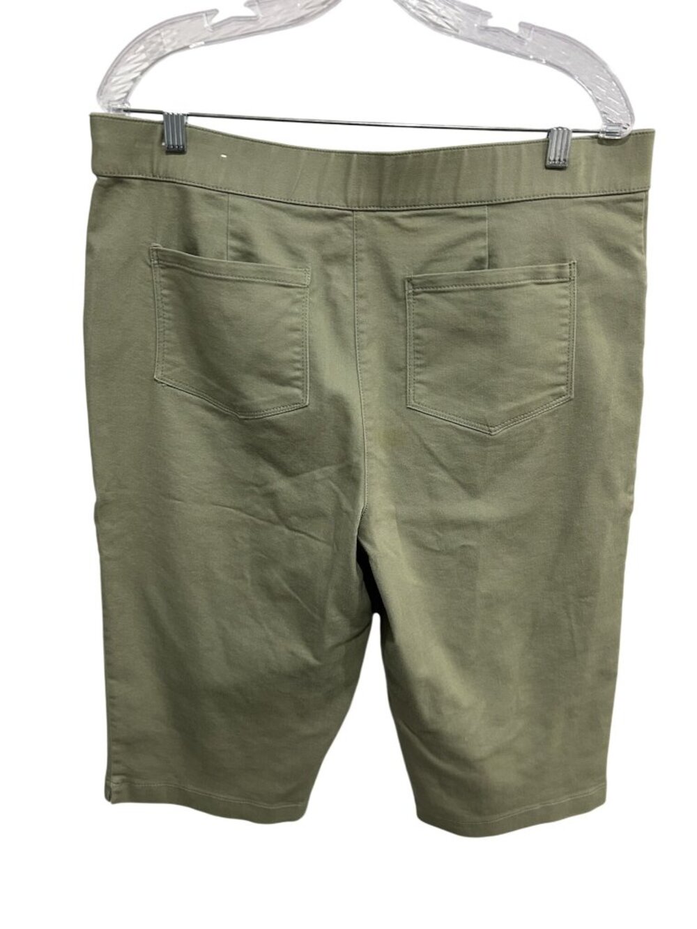 Coral Bay Petite Olive Green Stretch Bermuda Shorts SZ 16P Earth Tones Gorpcore - Picture 2 of 9